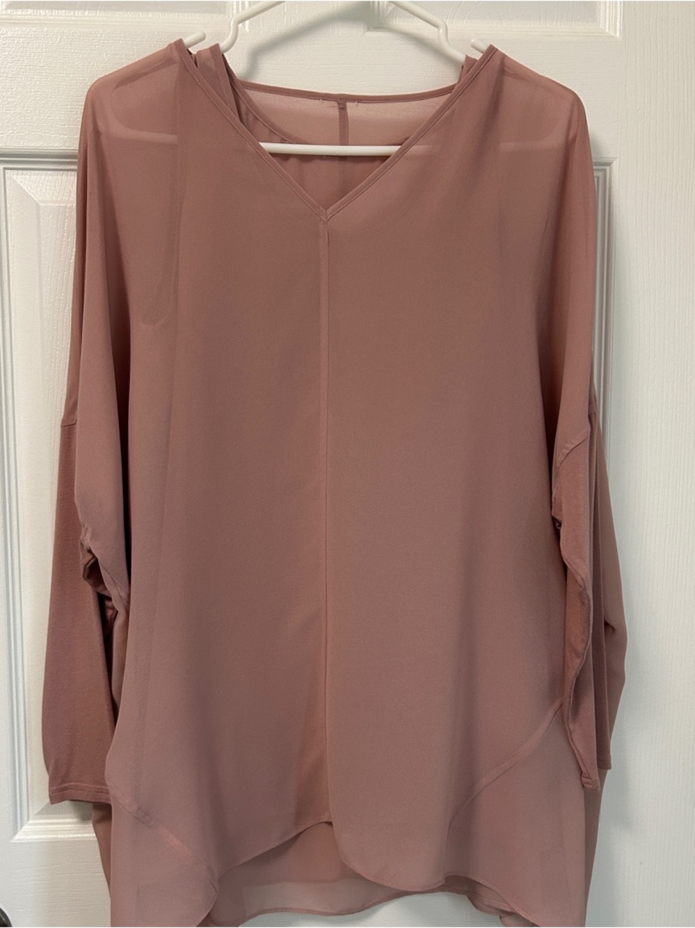 MarlaWynne Women’s V-Neck Sheer Blouse with tank in Dusty Rose